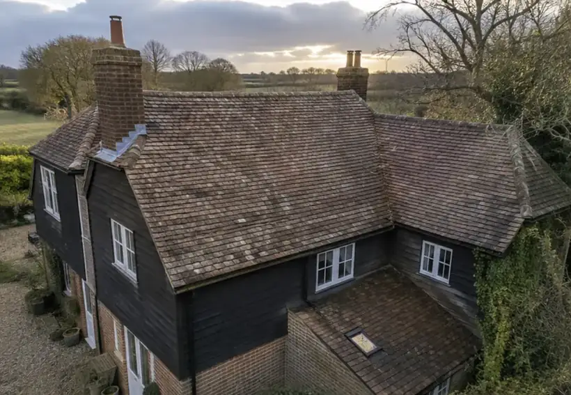 After: Period farmhouse roof, fully cleaned, clean roof